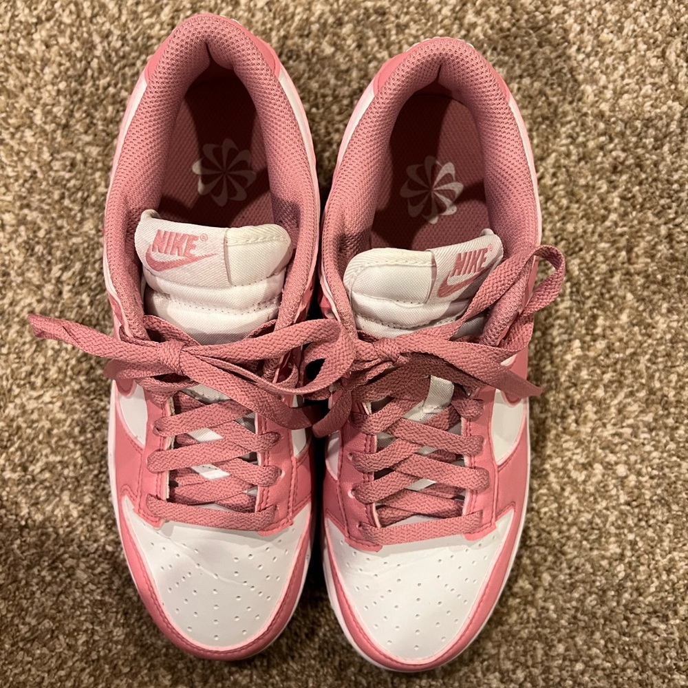 Slightly Worn- Nike Pink and White Athletic Shoes